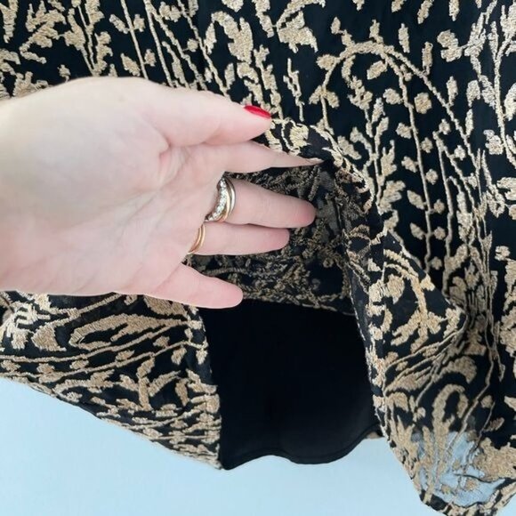 JOIE Embroidered Janpath Top, Black & Gold Sz. Small - Picture 6 of 12